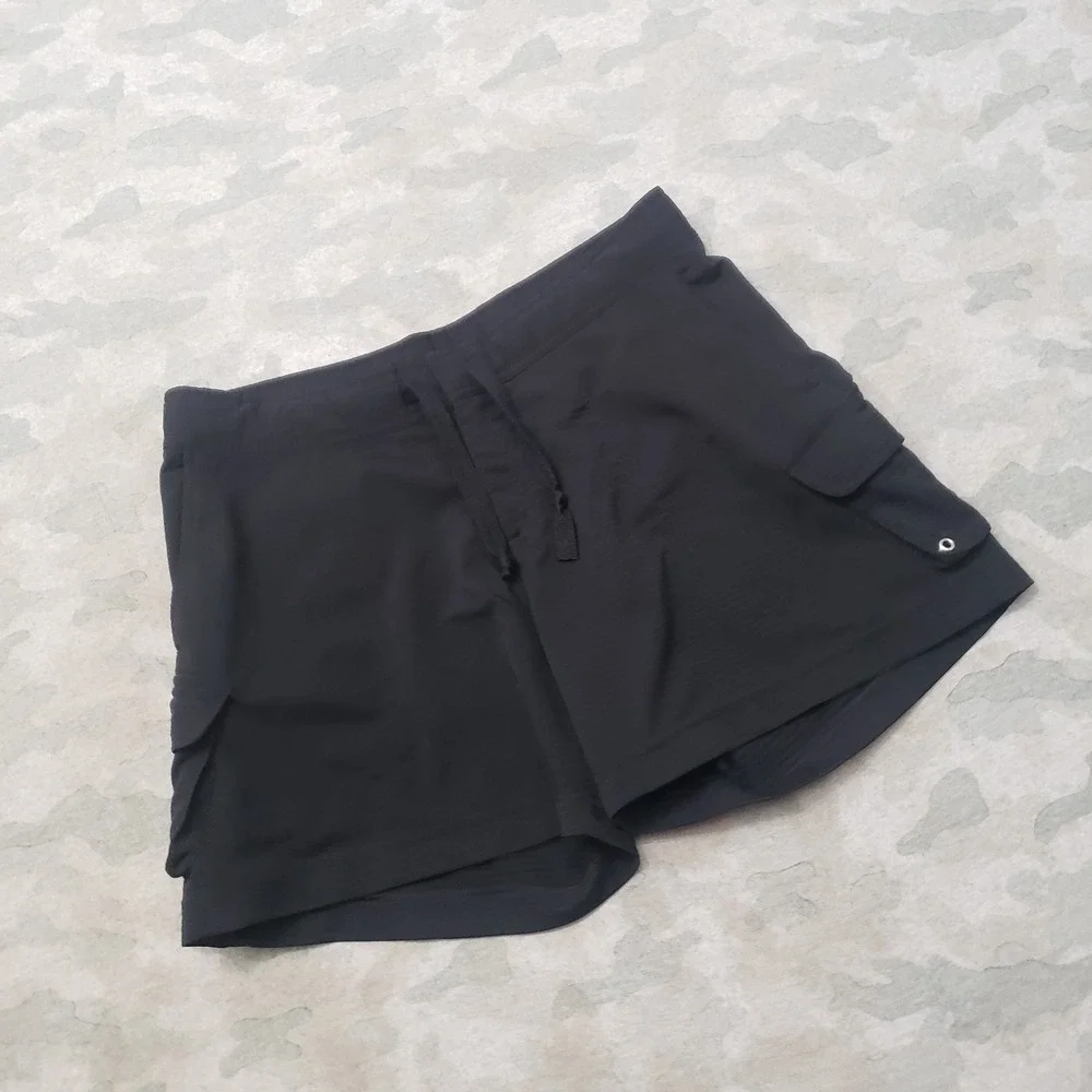 VTG Nike Sphere Shorts Womens Medium Black Y2k Cargo Silver Tag Drawstring